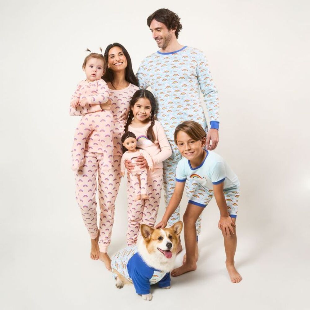LEVERET -  Footed Cotton Pajamas Rainbow Blue 18-24 M Blue